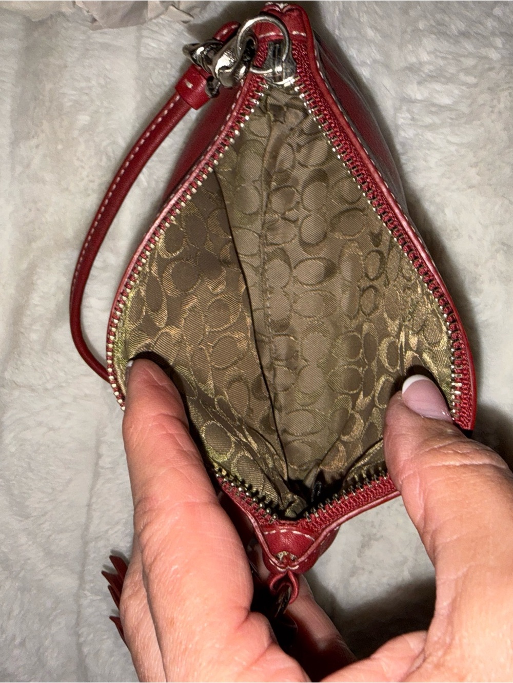 Coach Red Leather Wristlet - Picture 6 of 6